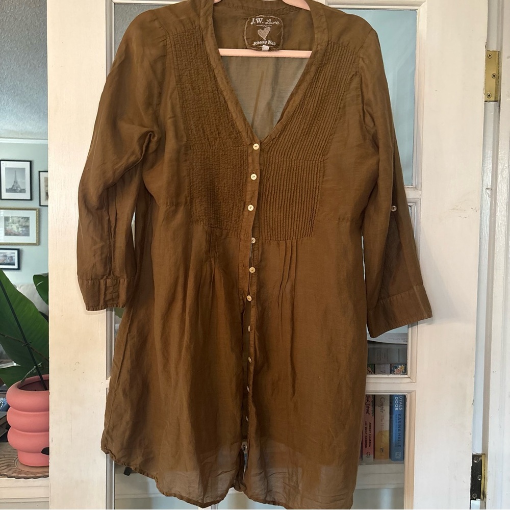 Johnny Was Brown Tunic Top